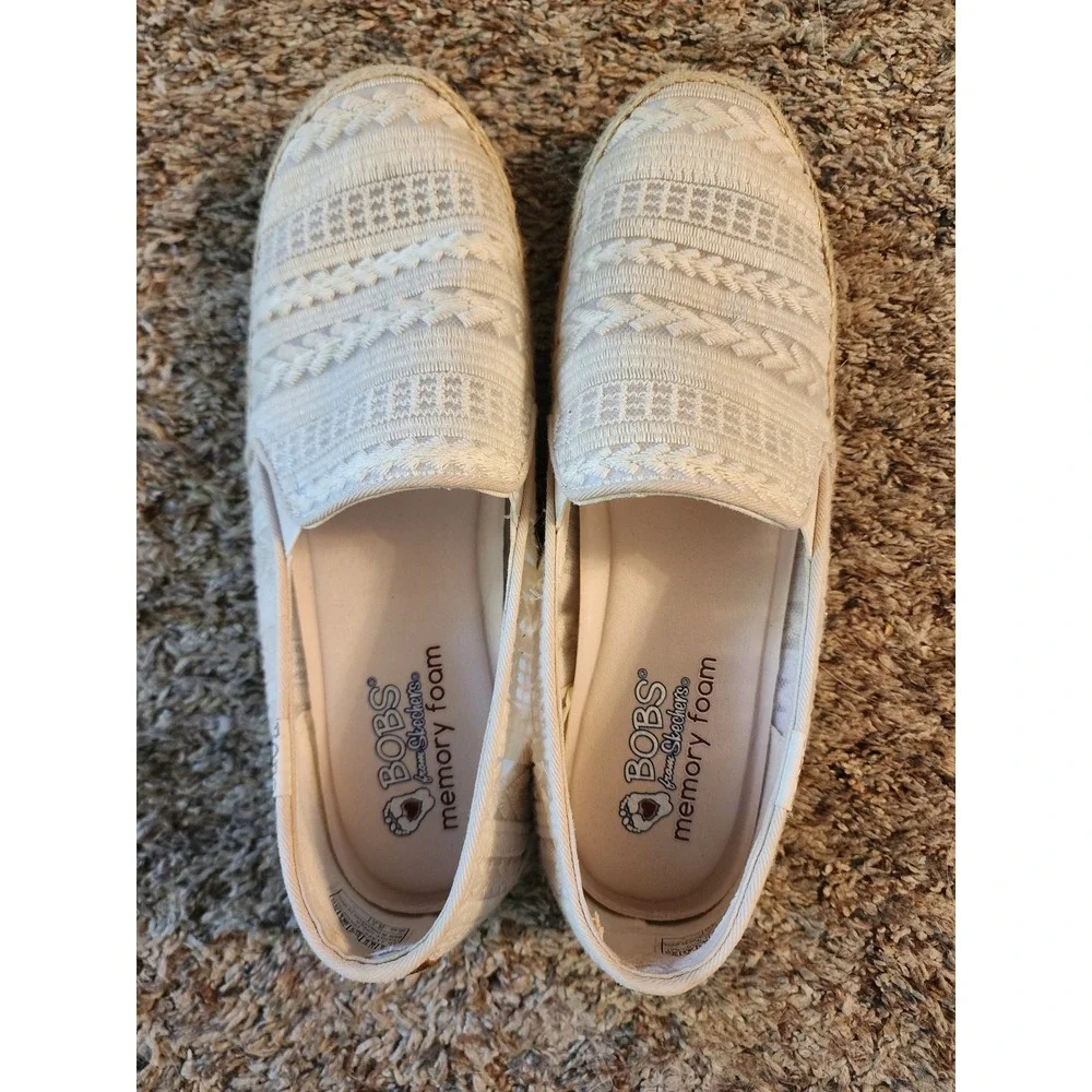 BOBS from Skechers‎ B Cute Espadrille Slip On Flats Natural Beige 113237 W9.5